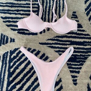 Pink Textured Bikini Set